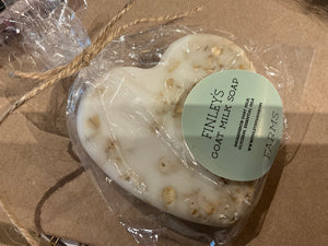 1/2 size Finley’s Goat Milk Soap Heart Shape Oatmeal Milk and Honey