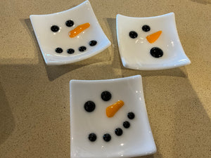 Snowman dish, glass