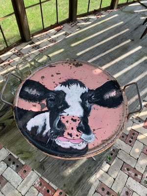 Cow painting on Tray table
