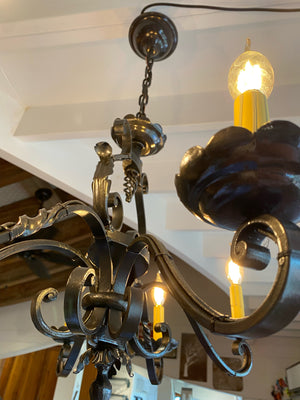 French, hand forged, restored light fixture.