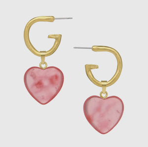 Pink heart earrings