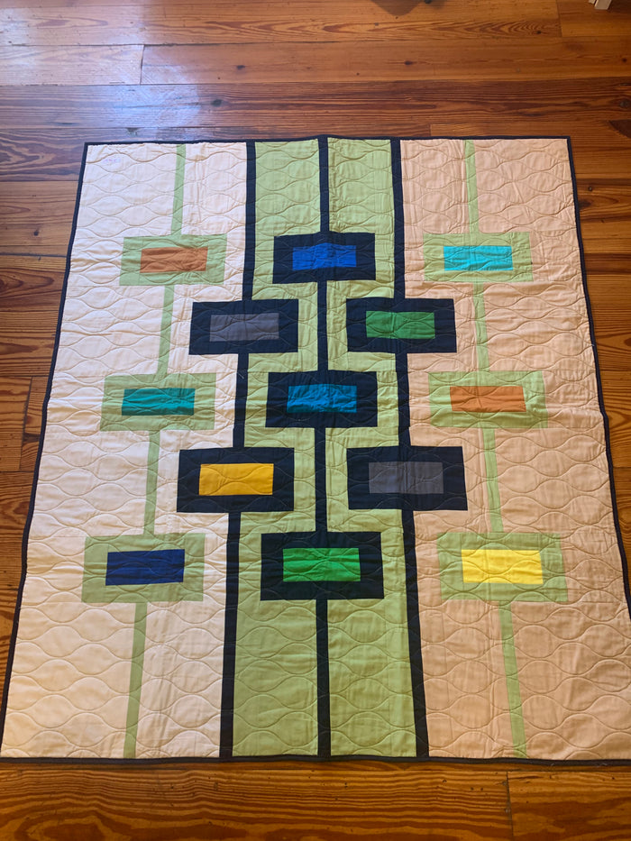 Mid Century Modern rectangles Quilt