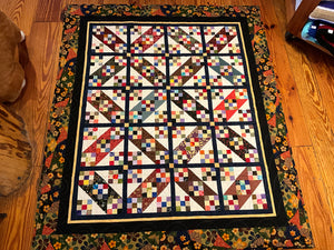 9 patch quilt with floral border