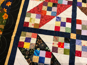 9 patch quilt with floral border