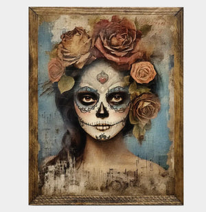 Framed Dia De Los Muertos Lady