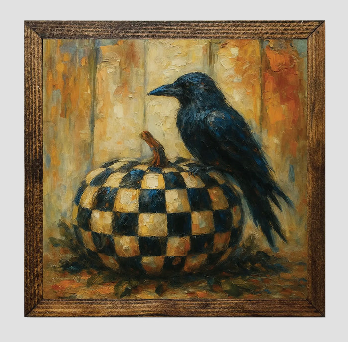 Framed Print of Crow and Pumpkin