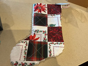 Vintage linens Stockings with Poinsettias