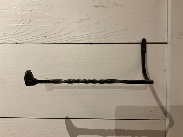 Hand forged, railroad spike, towel holder