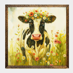 Cow with flowers