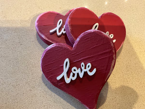 Wood red Love hearts