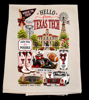 Hello From Texas Tech kitchen towel