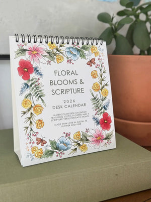 Floral Blooms and Scripture Desk Calendar