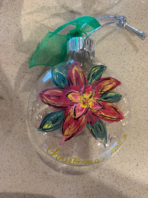 Hand Painted Poinsettia Ornaments