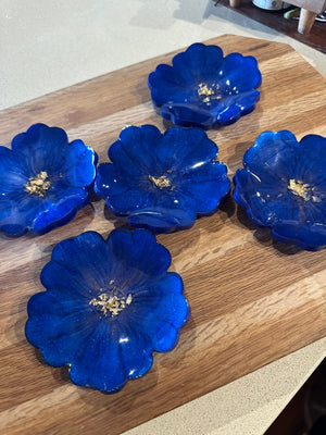 Blue Resin Flower Bowls