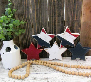Red white and blue wood star