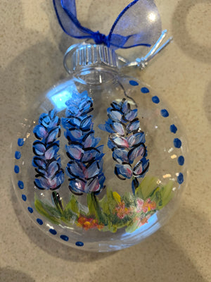 Hand Painted Bluebonnet Ornaments