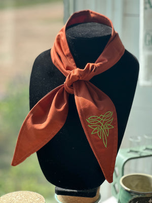 Boot Stitch Burnt Orange Ascot Scarf