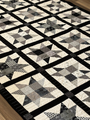 Black and white star quilt