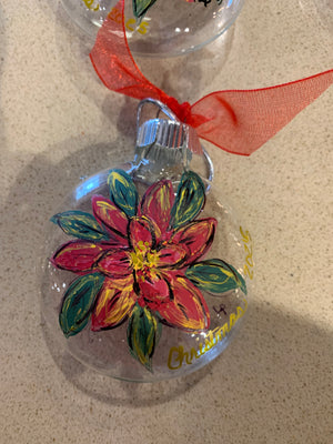 Hand Painted Poinsettia Ornaments