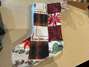 Vintage linens Stockings with Poinsettias