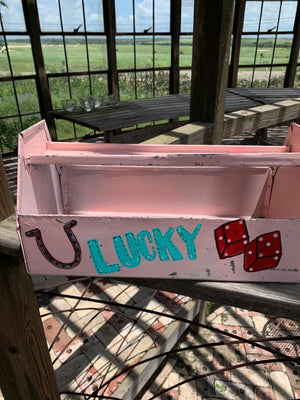 Pink Highland Painting on vintage Metal tool Box