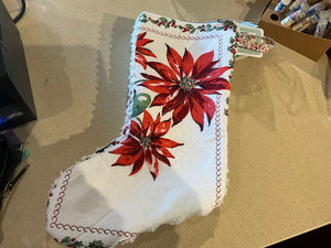 Vintage linens Stockings with Poinsettias