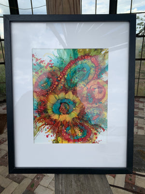 Framed Alcohol Painting , Circles