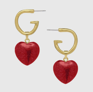 Red heart earrings