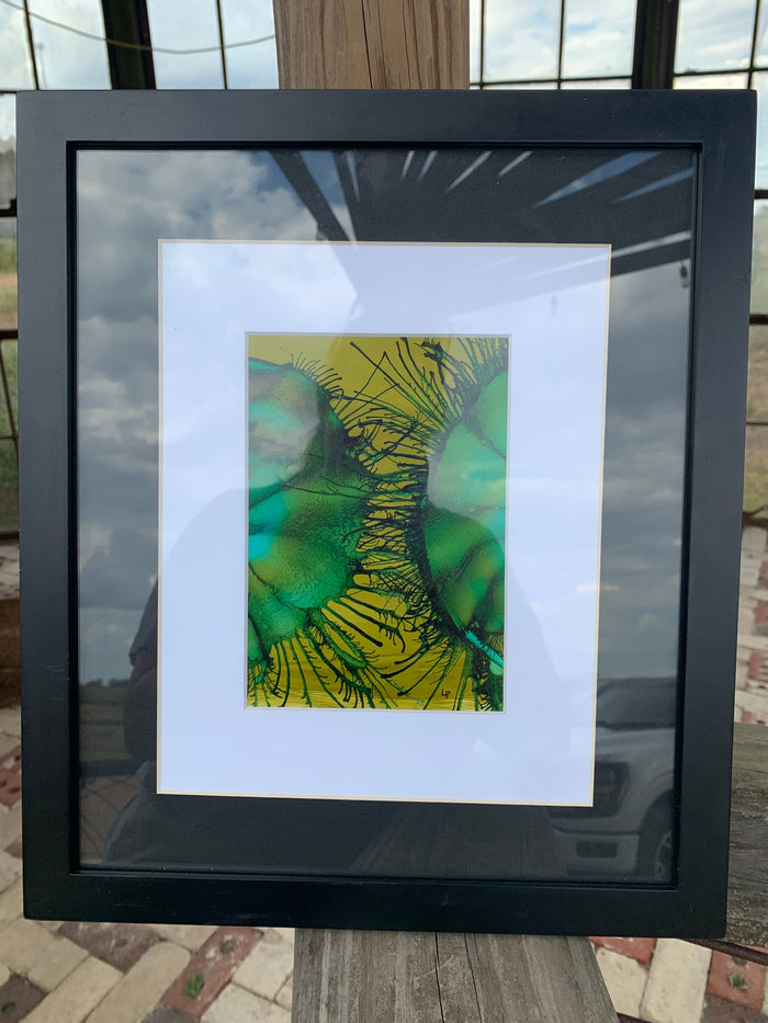 Framed Alcohol Painting , all Green