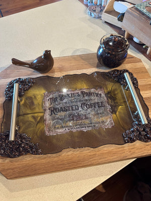 Resin, 3 piece Resin Tray with Bird and jar