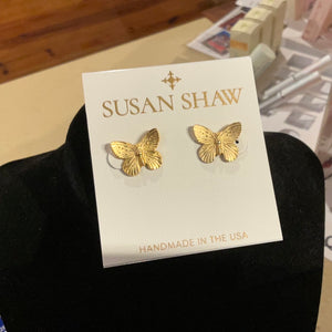 Gold butterfly stud earrings