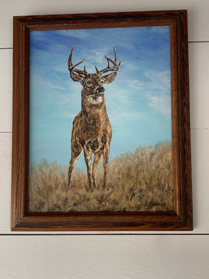 Framed Deer (Buck) Painting