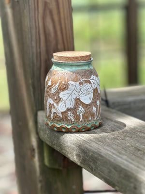 Hand carved and painted Jars