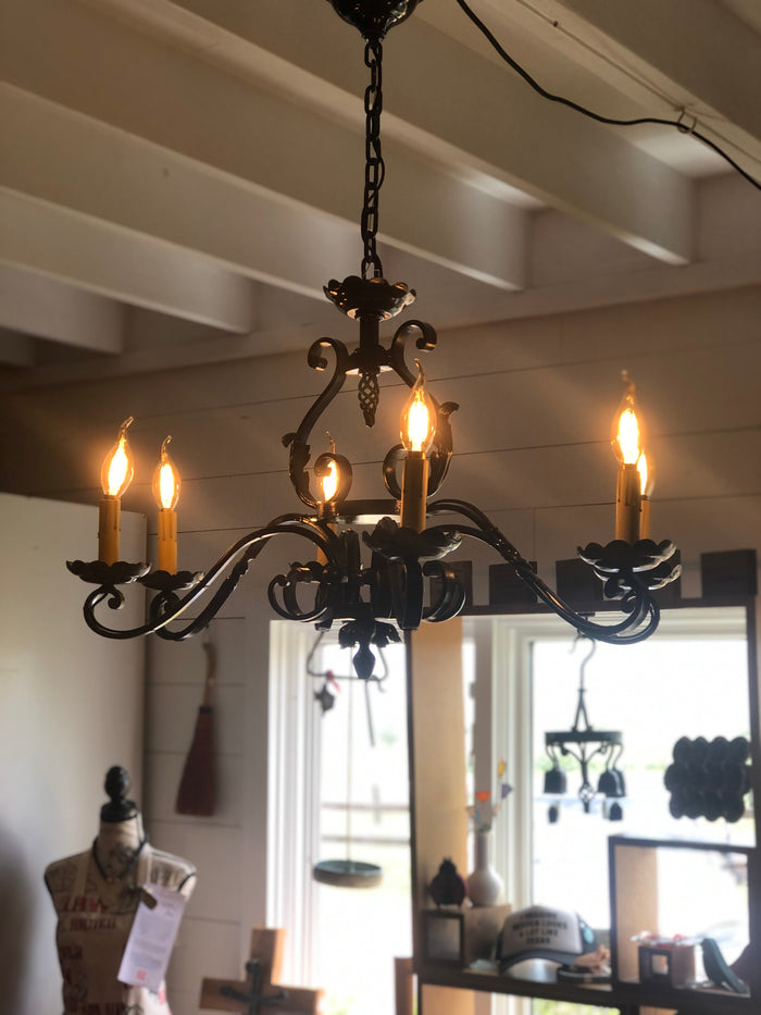 French, hand forged, restored light fixture.