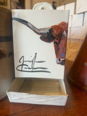 Longhorn painting on Match box holder