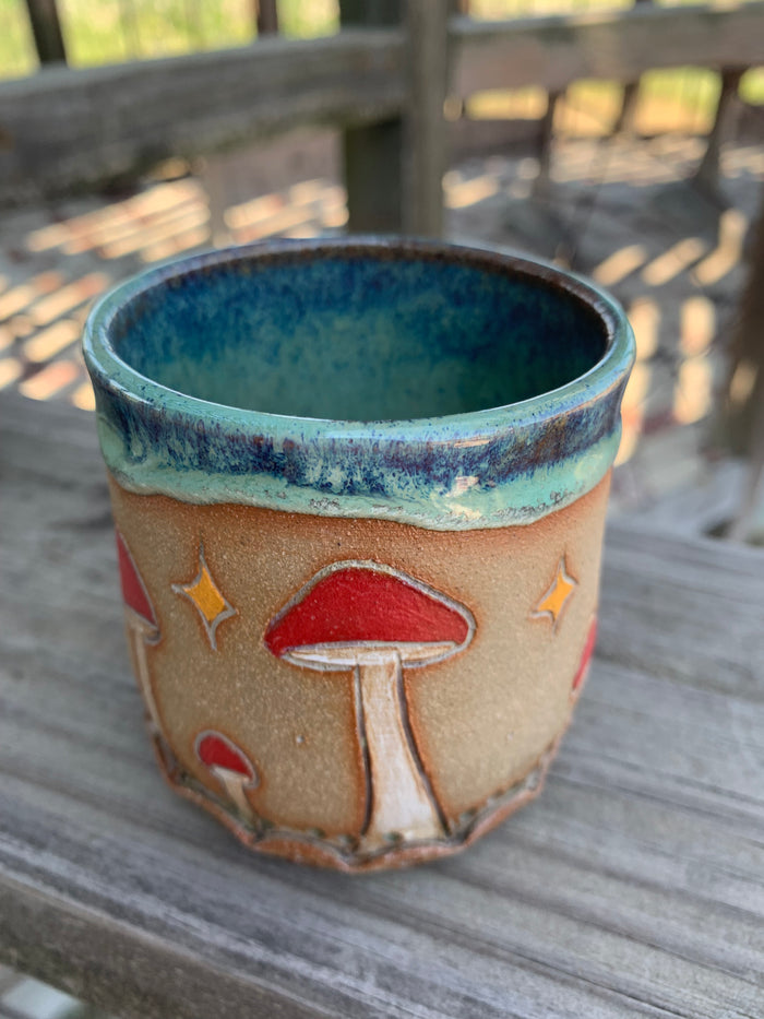 Hand carved and painted vases