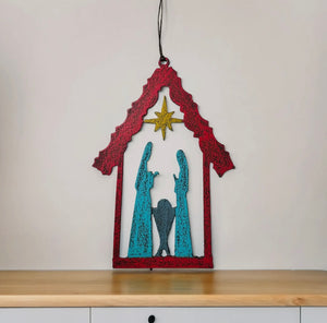 Metal nativity ornament
