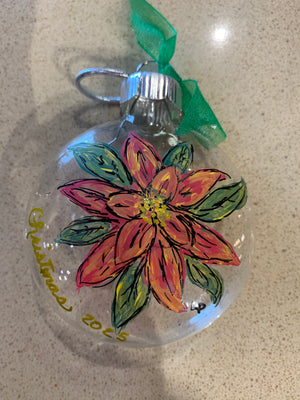 Hand Painted Poinsettia Ornaments