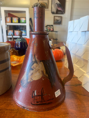 Horse painting on vintage torch