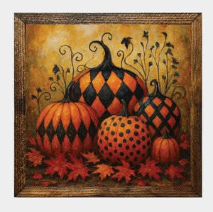 Framed Black and orange Pumpkins