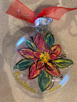 Hand Painted Poinsettia Ornaments