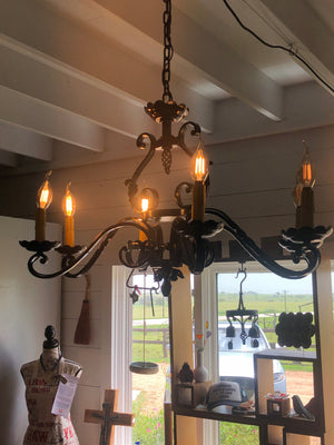 French, hand forged, restored light fixture.