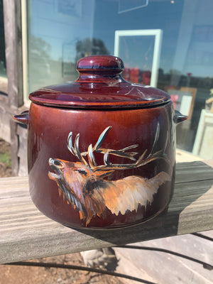Elk Painting on vintage crock