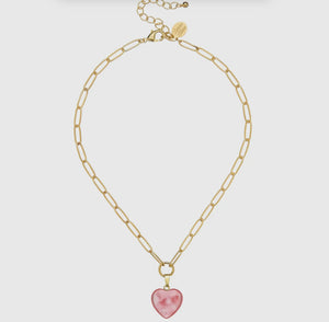 Pink heart necklace