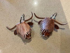 Leather cow / cattle keychains