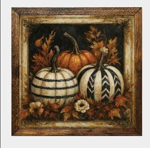Framed Black and White Pumpkins