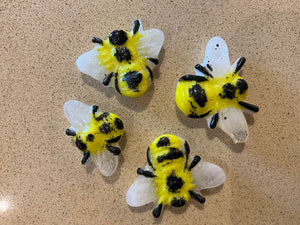 Set of four glass bee magnets