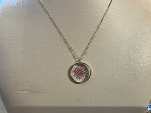 Pink queen Ann”s Lace necklace