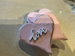 Wood pink Love hearts