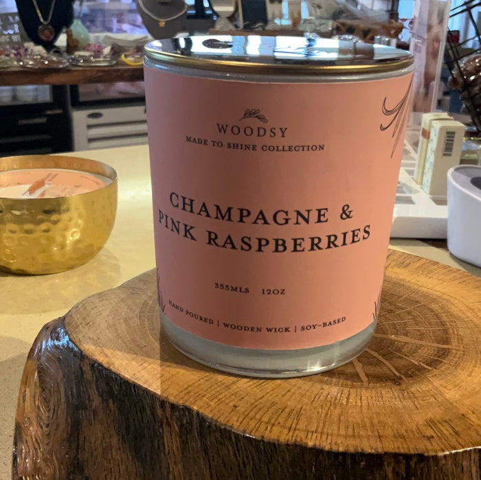 Champagne and pink raspberries